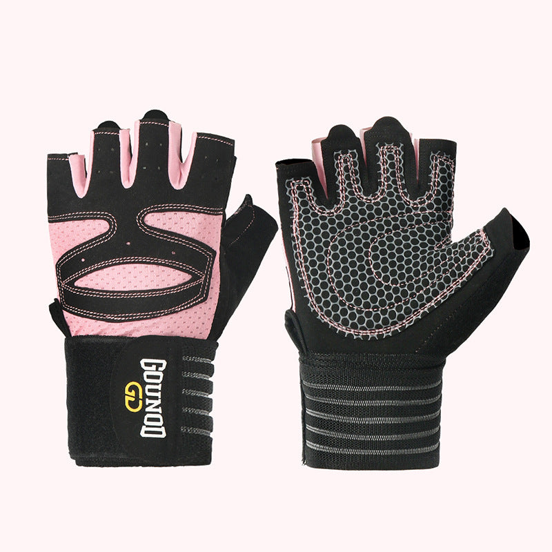 Guantes de fitness extendidos, transpirables y resistentes al desgaste, guantes de medio dedo para hacer ejercicio.