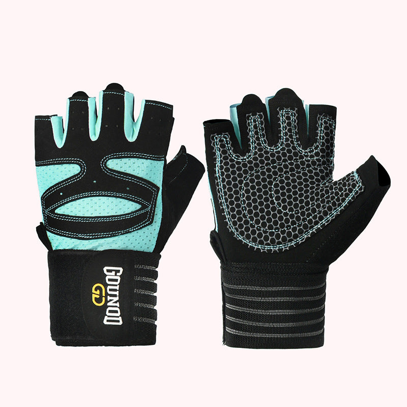 Guantes de fitness extendidos, transpirables y resistentes al desgaste, guantes de medio dedo para hacer ejercicio.