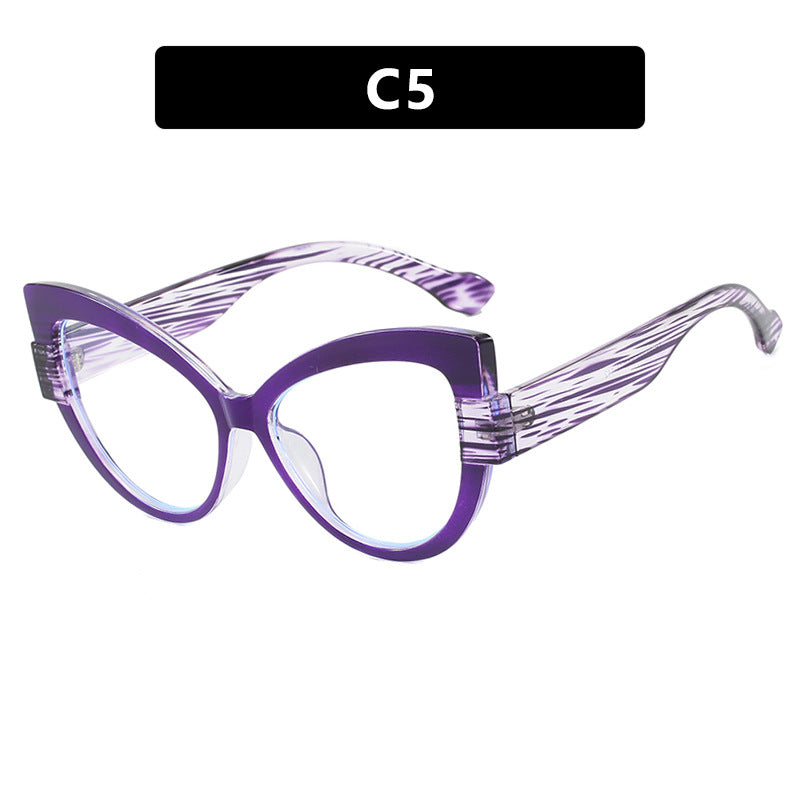 Color blocking cat eye flat lens ins internet celebrity same anti blue light personalized glasses frame TR90 glasses frame can be matched with myopia