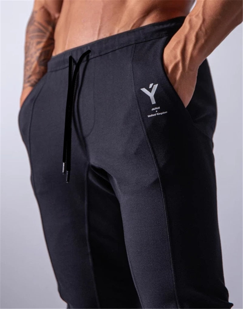 Pantalones deportivos para correr para hombre, de algodón, ajustados, para culturismo