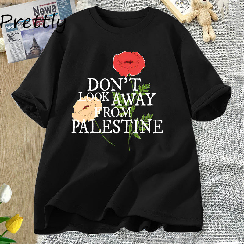 No apartes la vista de las camisetas con diseño de flores de la bandera de Palestina