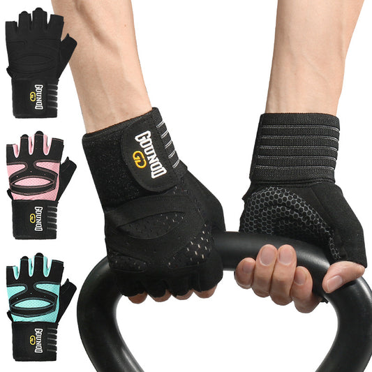 Guantes de fitness extendidos, transpirables y resistentes al desgaste, guantes de medio dedo para hacer ejercicio.