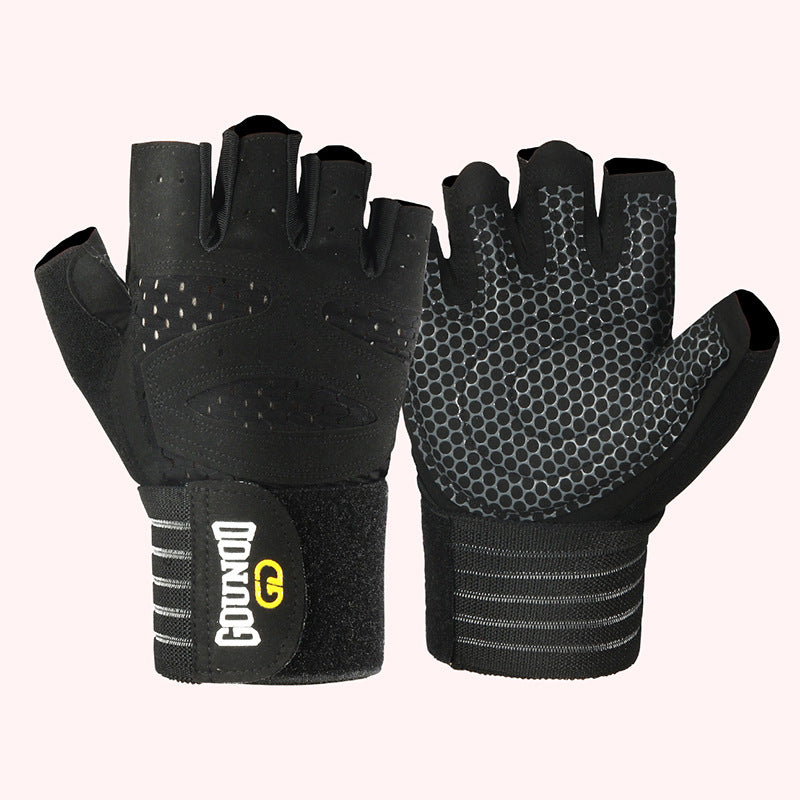 Guantes de fitness extendidos, transpirables y resistentes al desgaste, guantes de medio dedo para hacer ejercicio.