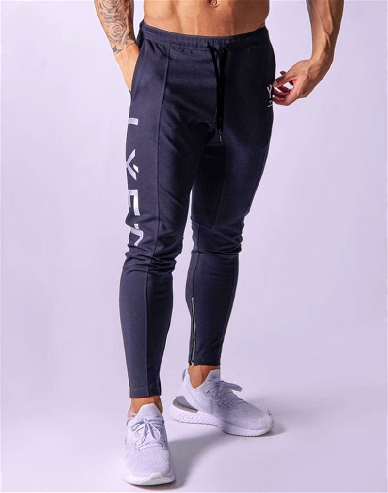 Pantalones deportivos para correr para hombre, de algodón, ajustados, para culturismo