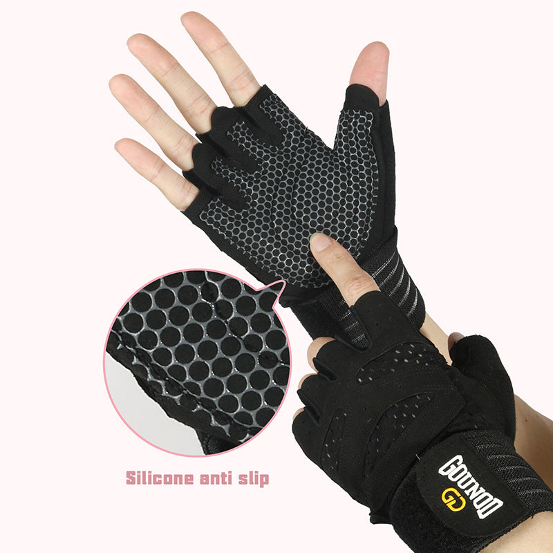 Guantes de fitness extendidos, transpirables y resistentes al desgaste, guantes de medio dedo para hacer ejercicio.