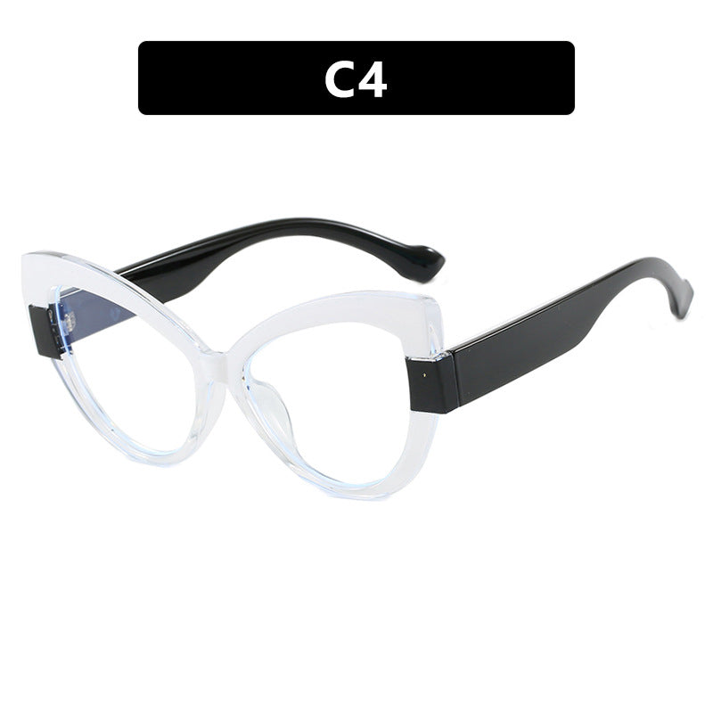 Color blocking cat eye flat lens ins internet celebrity same anti blue light personalized glasses frame TR90 glasses frame can be matched with myopia