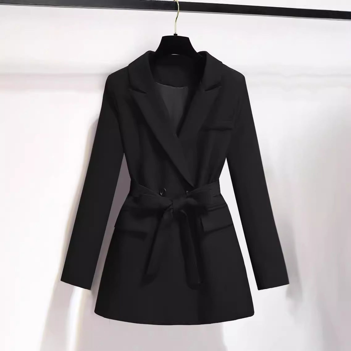 Chaqueta de traje de estilo coreano para mujer, temperamento de alta gama, chaqueta de traje con cintura suelta para mujer, chaqueta informal de moda con cordones para mujer