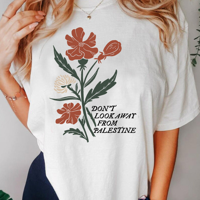 No apartes la vista de las camisetas con diseño de flores de la bandera de Palestina