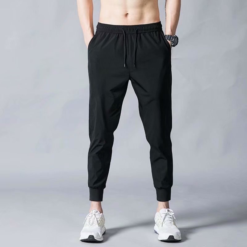 Pantalones finos de seda de hielo para hombres, hombres de negocios, pantalones casuales, pantalones deportivos holgados de pierna recta de moda