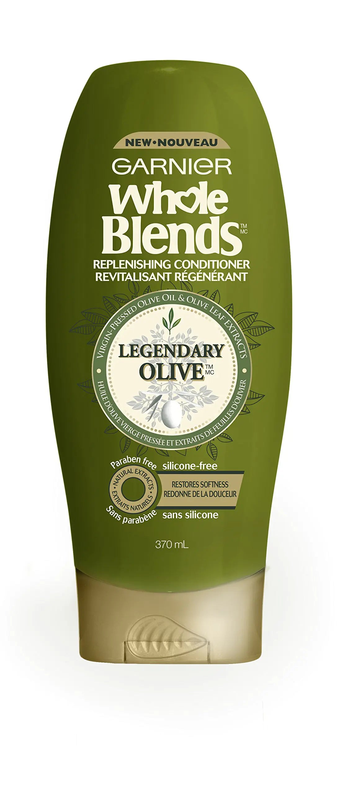 Garnier Whole Blends Acondicionador hidratante Mythic Olive 12.5 onzas líquidas 1 unidad (el embalaje puede variar)