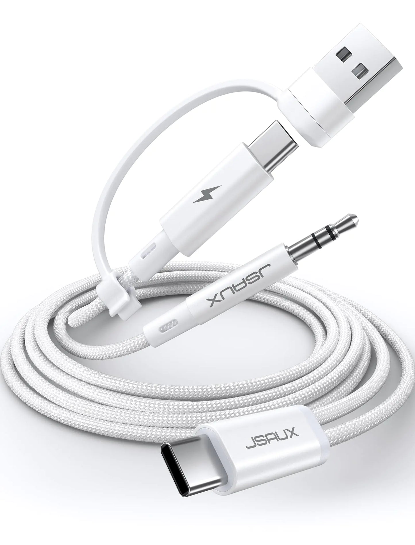 JSAUX Cable USB C a 3,5 mm para auriculares y cargador 2 en 1 USB C a conector de audio auxiliar con PD 60 W de carga rápida compatible con iPhone 15 Pro Max/15 Plus iPad Pro Samsung Galaxy S23 S22 Pixel 7/6-5FT